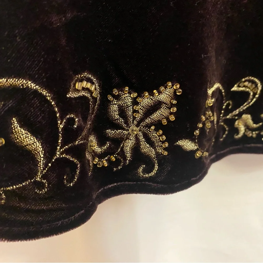 Brown Velvet Embroidered Top - Picture 3 of 8